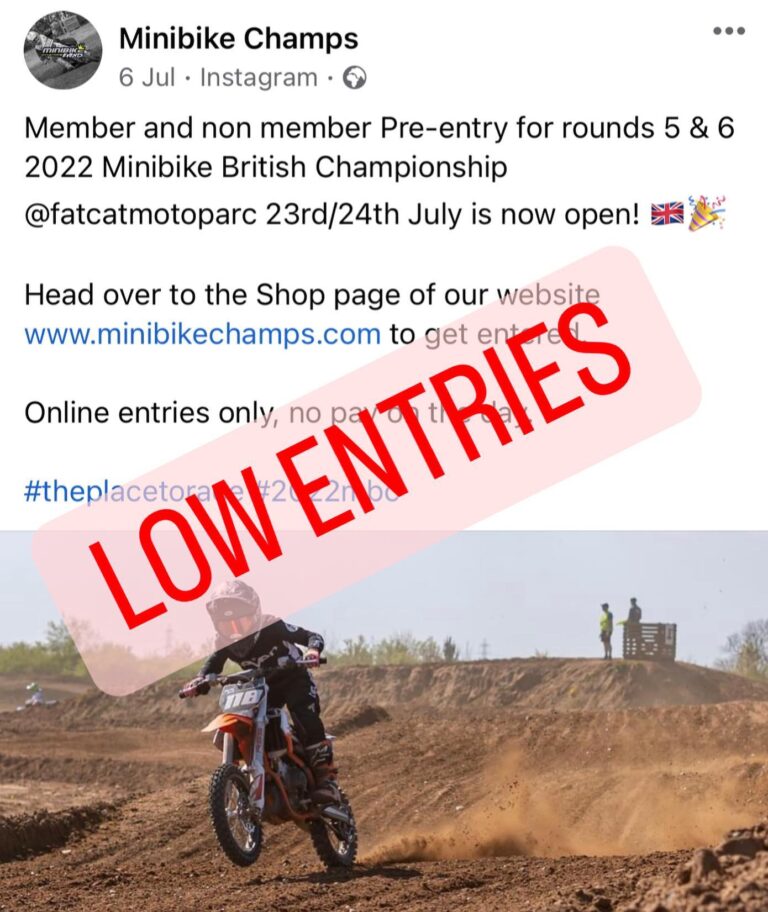 Calling all riders planning to attend Minibike British Championship rounds 5 & 6, 23rd/24th July @fatcatmotoparc